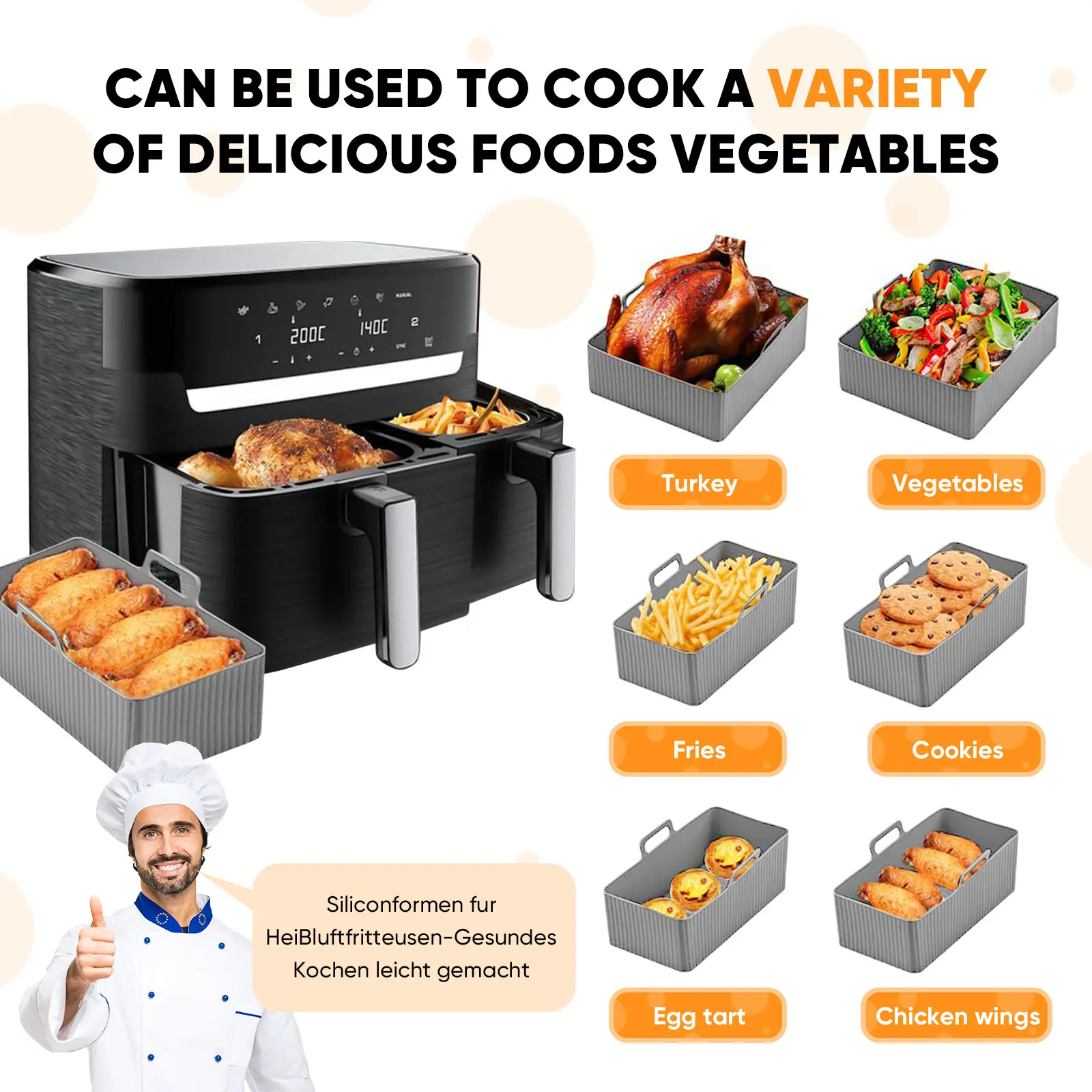 2pcs Set Silicone Air Fryer Ma - đánh giá và giá Air Fryer Silicone Pot Liner